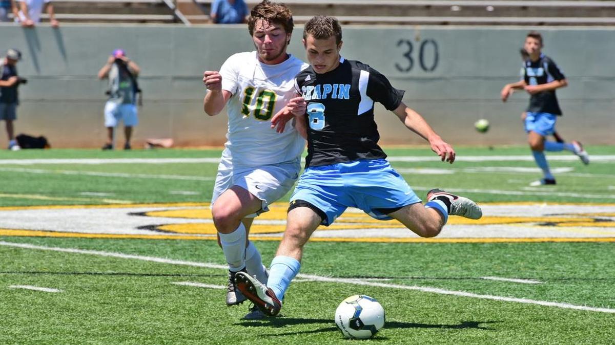 Chapin’s Cooper Woodham (right) and Myrtle Beach’s Foster Russell battle for the ball Saturday.
