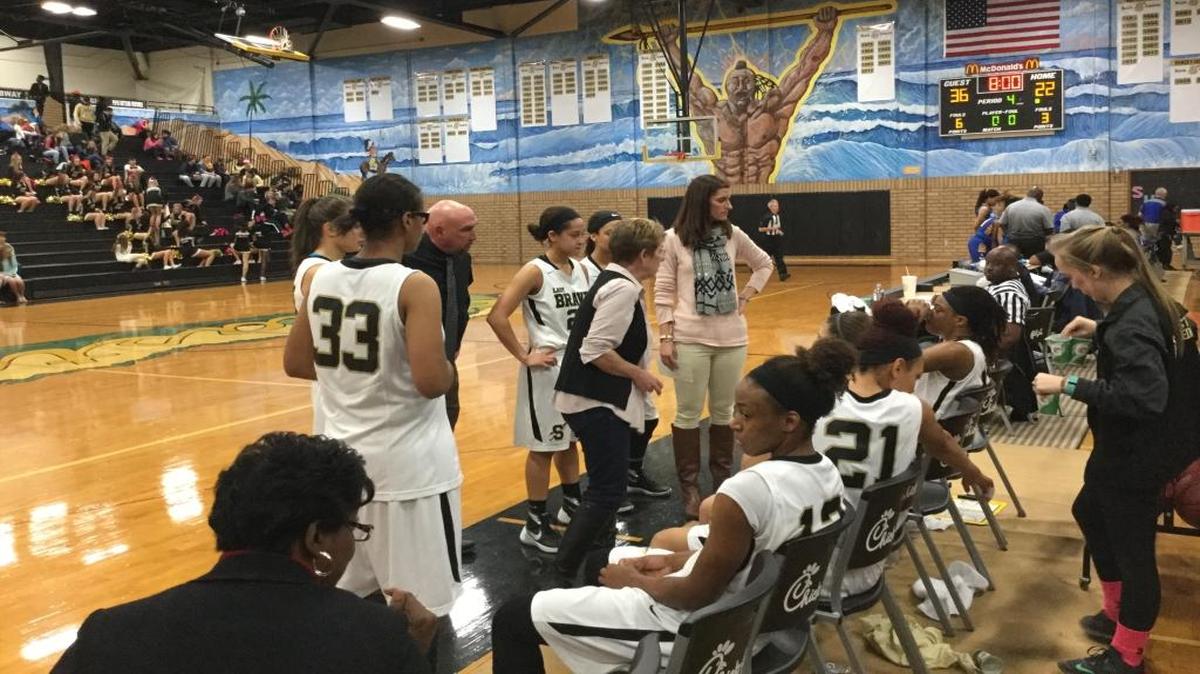 Socastee coach Ginger Ford talks to her team during Friday’s game against Sumter.