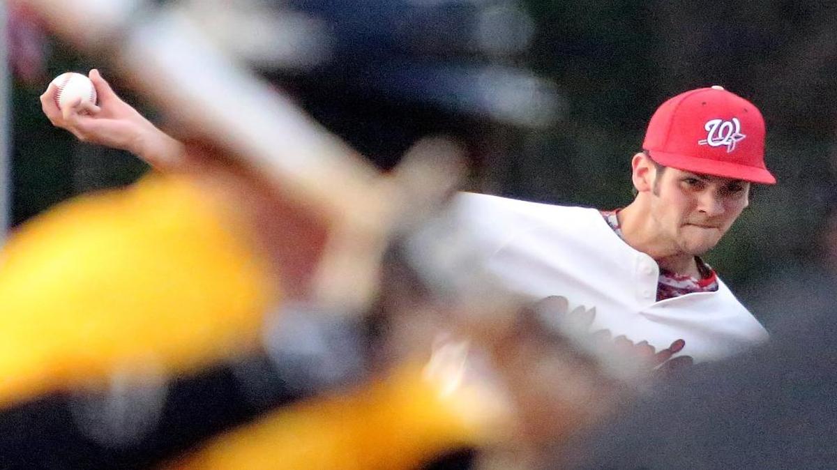 Waccamaw’s Forest Powell pitches in the Warriors’ playoff game with Andrews on Thursday.