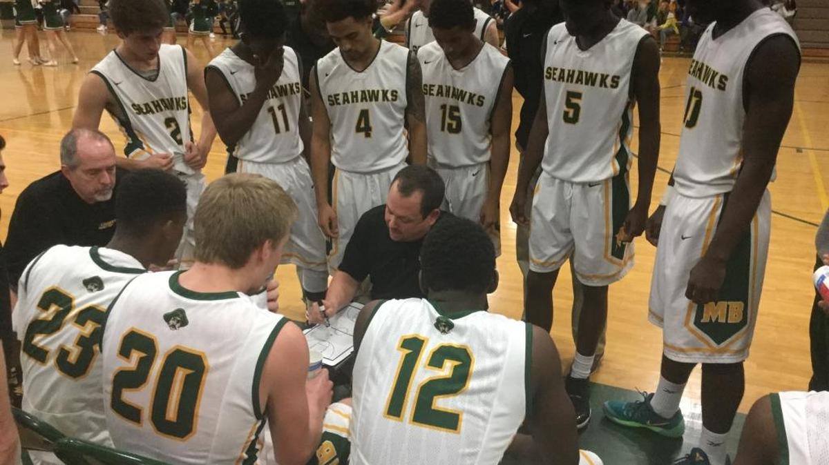 Myrtle Beach coach Craig Martin draws up a play during a timeout Friday.