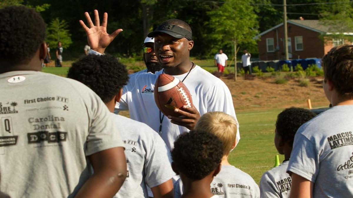 Former South Carolina football star Marcus Lattimore will host a camp emphasizing good gridiron techniques and healthy habits on Saturday at Carolina Forest High School.