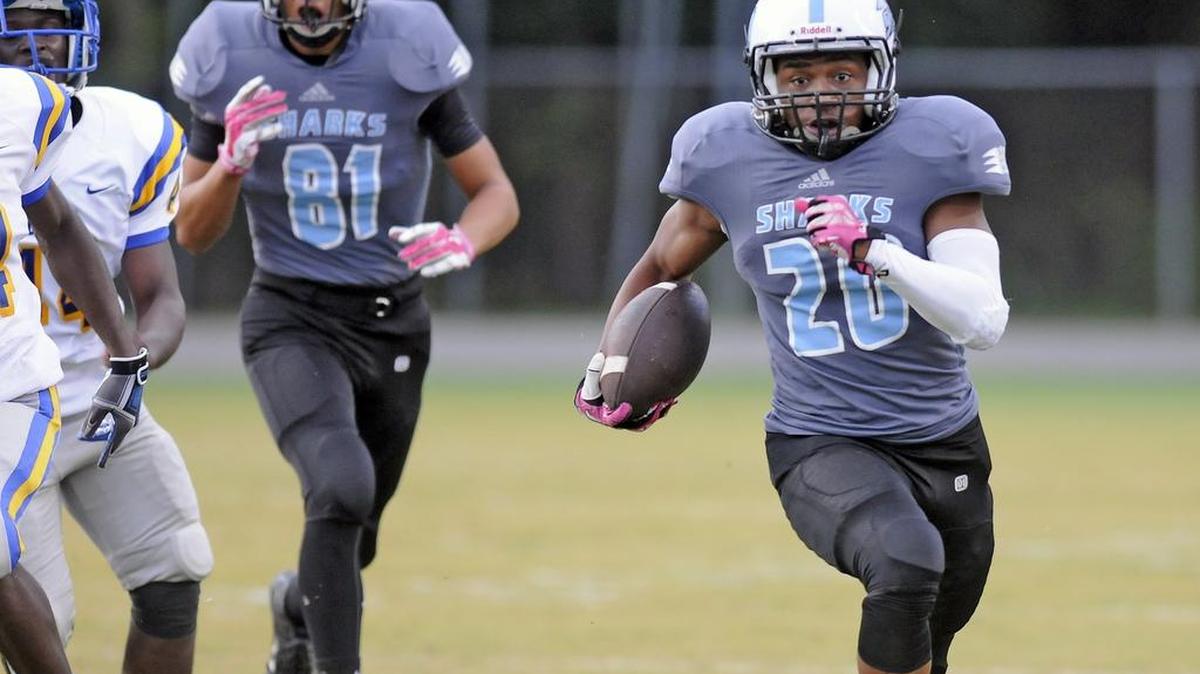 
St. James’ Jay-Mion Pressley carries the ball during their game with Loris.

