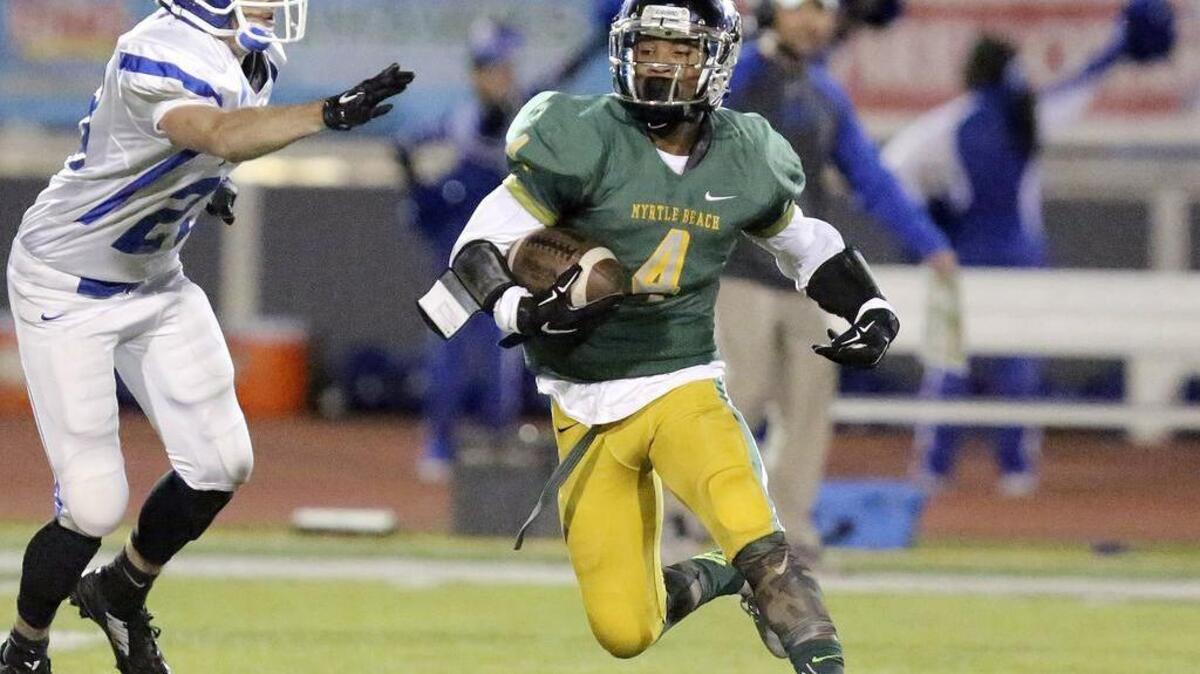 Myrtle Beach’s Elijah Rice passed injured Conway standout Bryan Edwards as the area’s leading receiver last week.