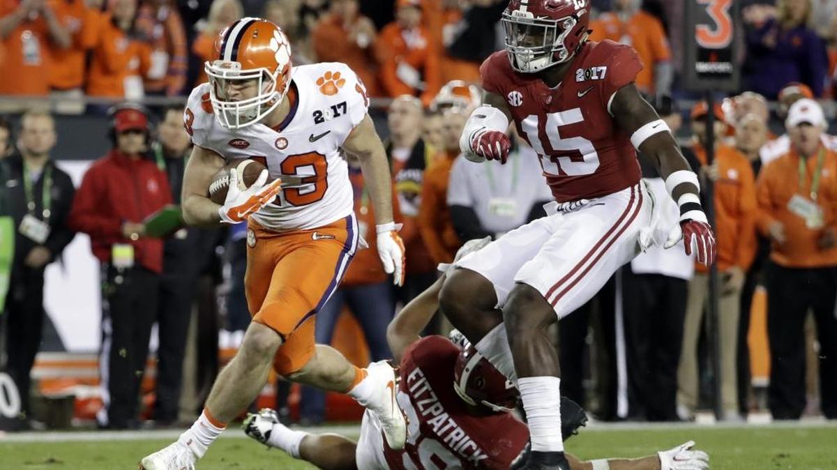 Clemson wide receiver Hunter Renfrow scores a touchdown in the College Football Playoff national championship game earlier this month.