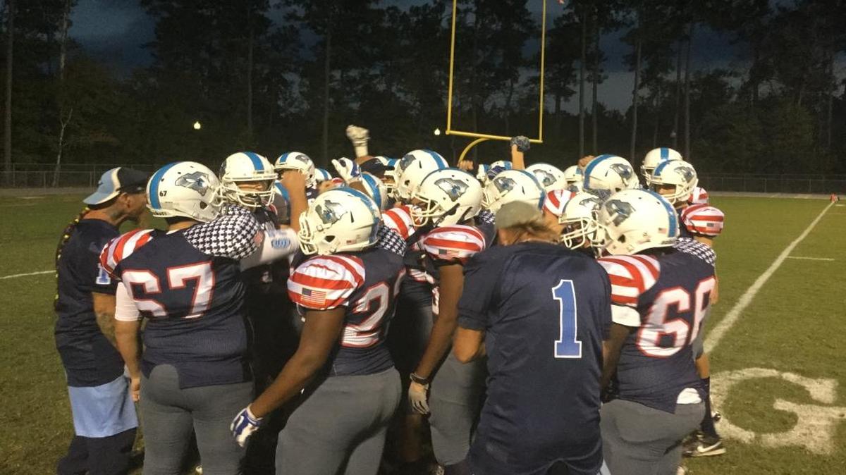 
Aynor players gather following Friday’s win over Waccamaw.
