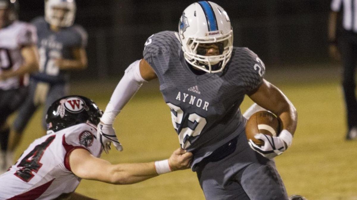 Aynor's Ethan Martin eludes a Waccamaw tackler during a game earlier this season. The Blue Jackets travel to Loris for both teams’ season finale on Friday night.