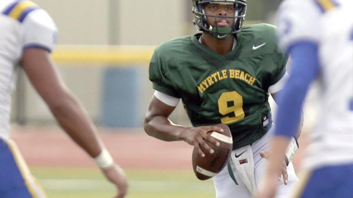 
Myrtle Beach quarterback Drayton Arnold is verbally committed to play at Old Dominion.

