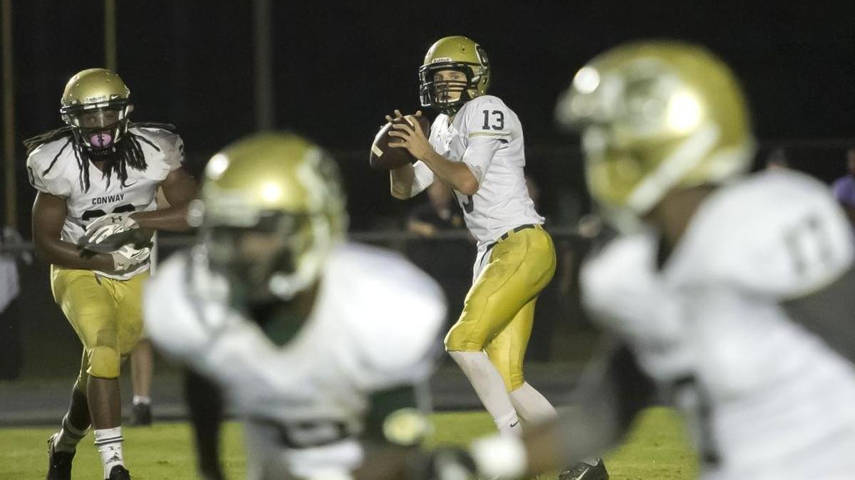 Peyton Derrick has been key in Conway’s resurgence this season, throwing 28 touchdowns and leading the Tigers to an 8-1 record ahead of Friday’s clash with Sumter.