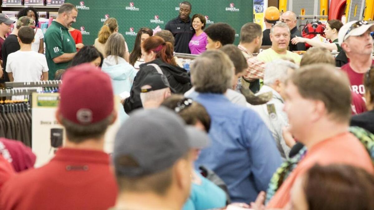 Fans of all ages waited in line for up to an hour as Marcus Lattimore signed autographs at the Grand Opening of Gander Mountain earlier this year.