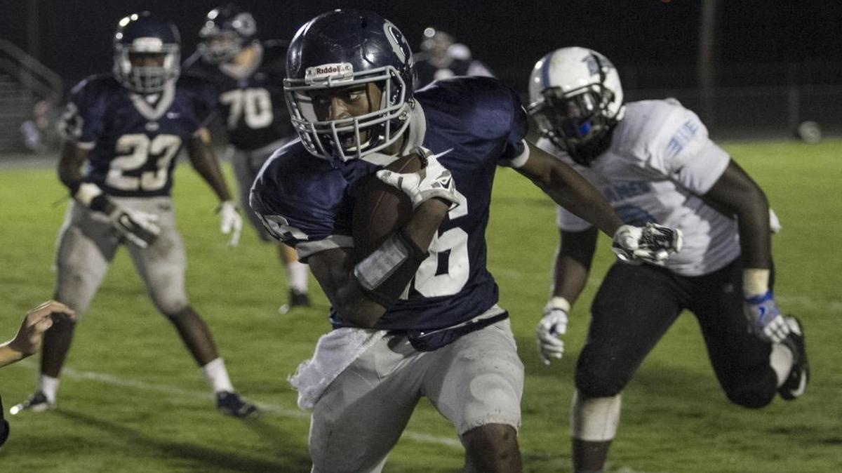 Georgetown’s LeMarkeus McCray takes the ball into the end zone earlier this season against St. James. The Bulldogs take on Lake City Friday night in a crucial Region VI-3A contest.