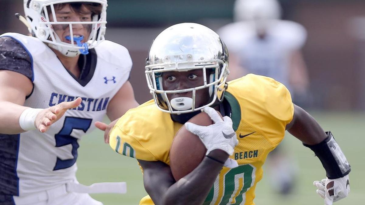 Myrtle Beach running back Jermani Green eyes open space during last Friday’s game against Charlotte Christian (N.C.).