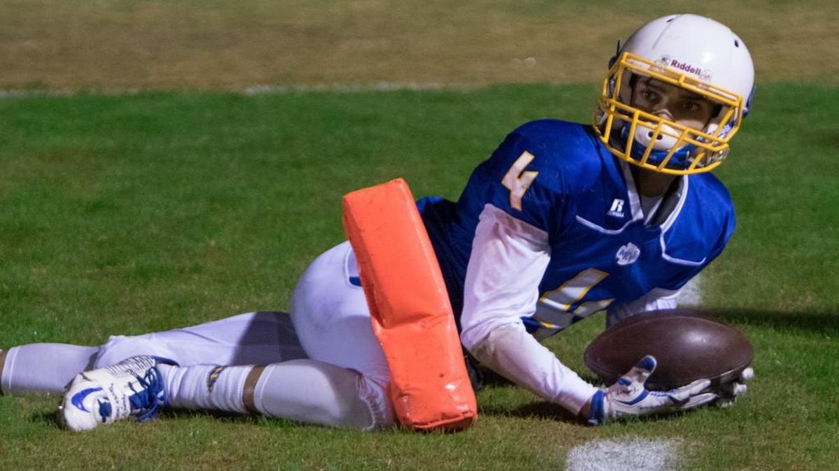 North Myrtle Beach’s Nick Vereen looks up at the ref from the end zone Friday against Dreher.