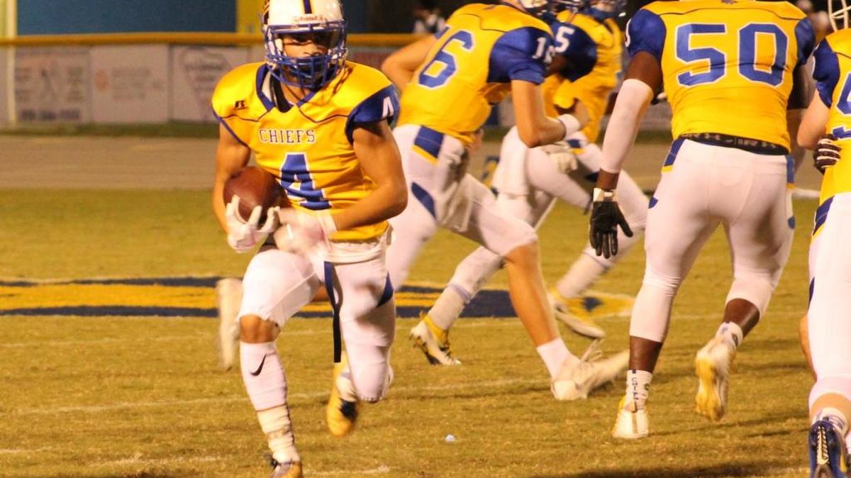 North Myrtle Beach running back Kered Class (4) breaks a big run against the Camden defense.