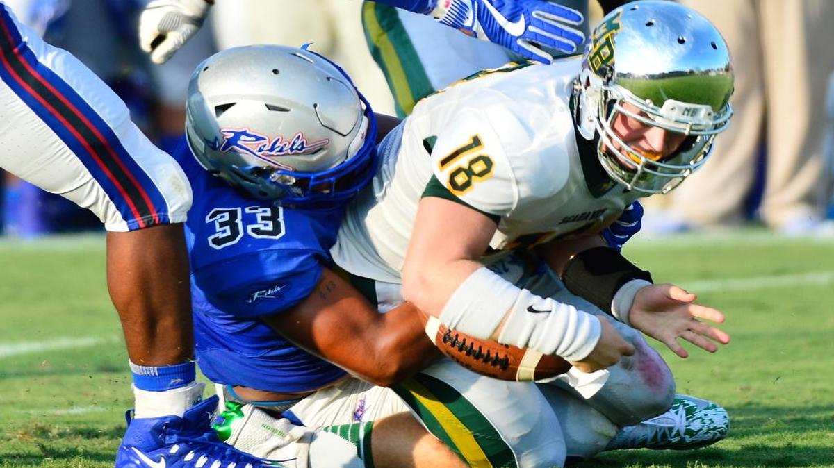 Byrnes played Myrtle Beach in high school football at Byrnes High School on Aug. 19, 2017. Byrnes' Marquez Rowland (33) takes down a Myrtle Beach player.