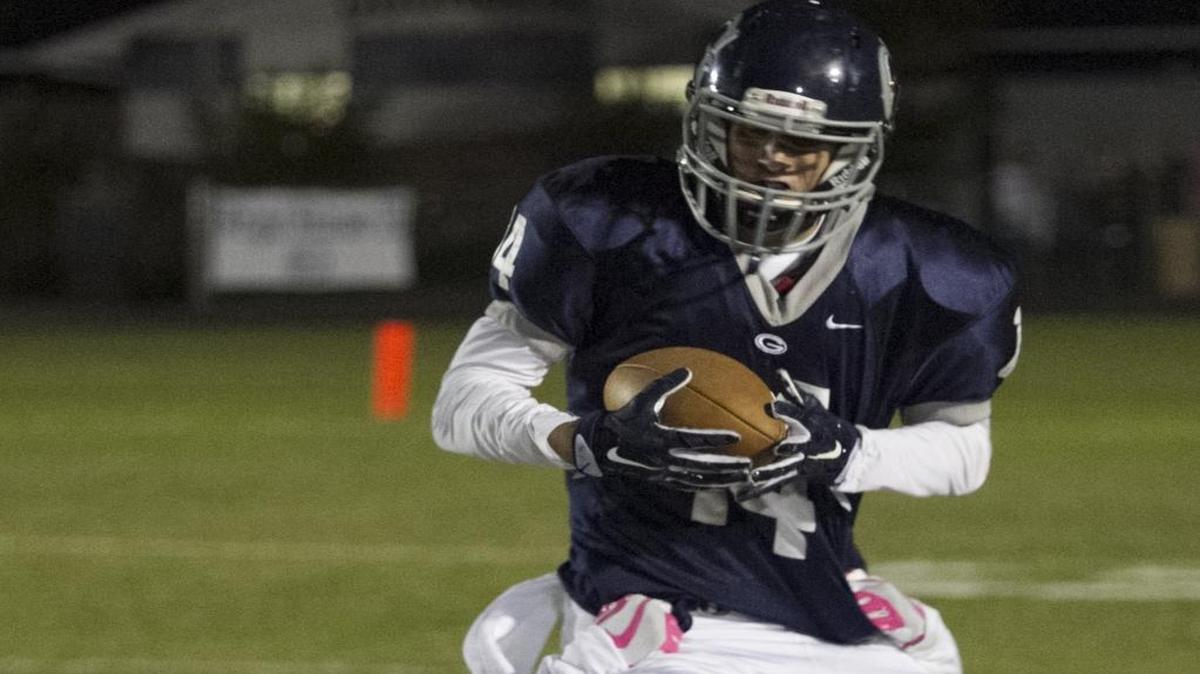 Georgetown wide receiver Alex Smith brings in a pass for a touchdown last season. He will be part of a talented pair of receivers for the Bulldogs, along with Deakidd Anderson.