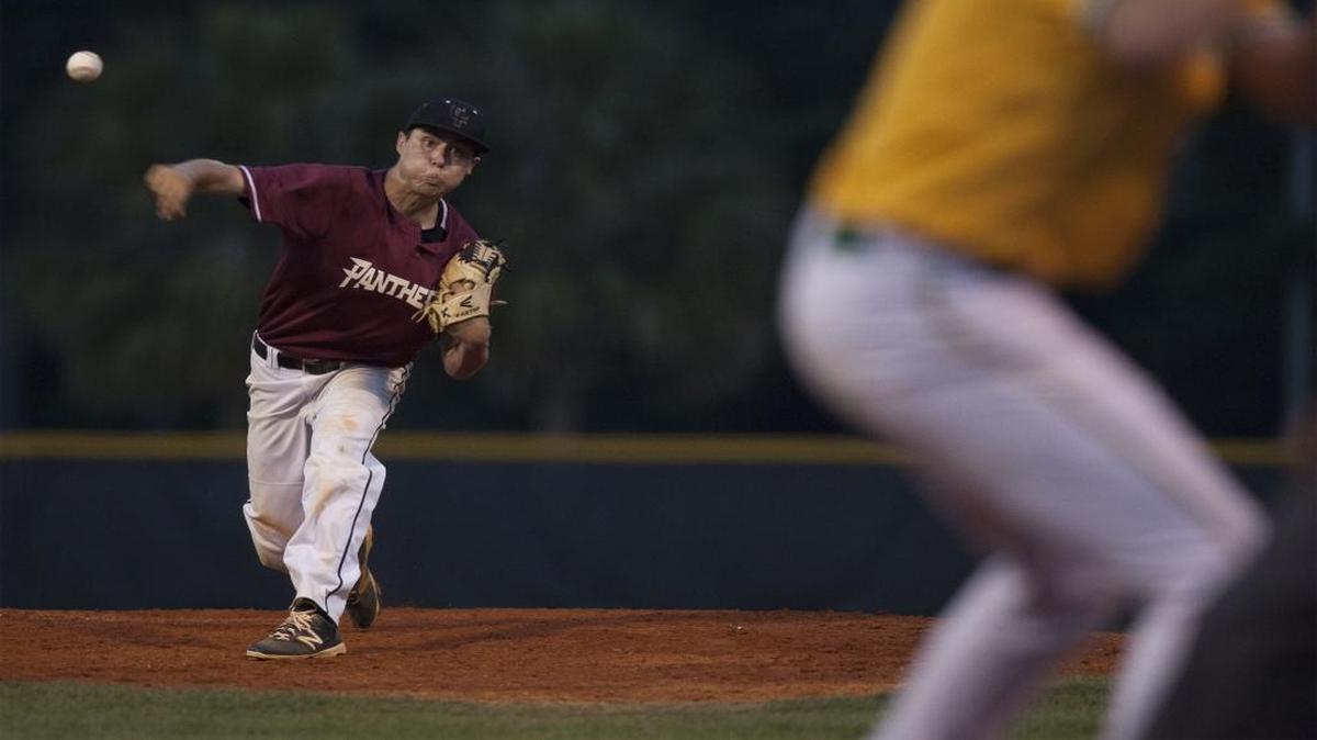 Carolina Forest relief pitcher Patrick Orlando (03) throws to a Summerville batter during the Class AAAA playoffs this past May.