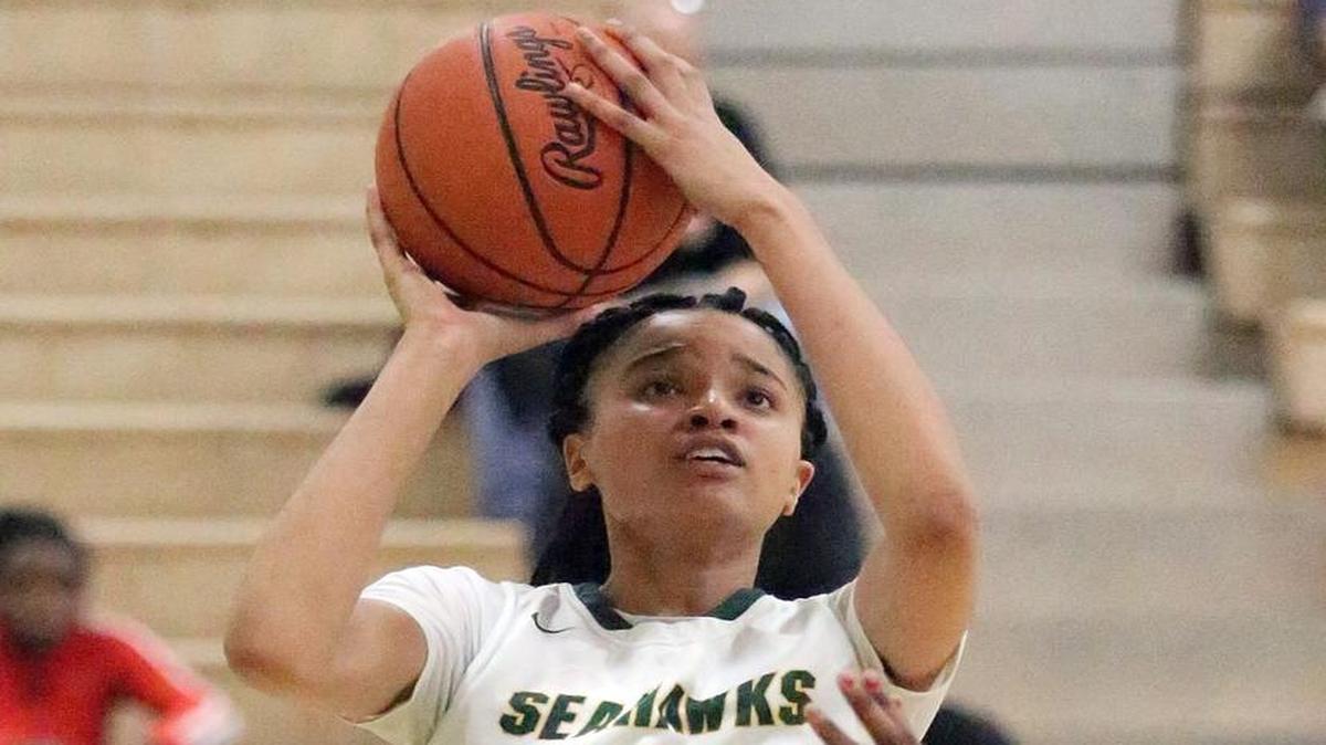 Myrtle Beach's Kiana Adderton rises for a jumper in a game earlier this season.