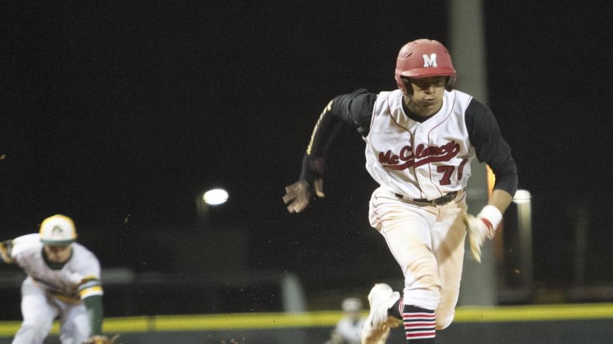 McClancy (N.Y.) outfielder Quentin Holmes digs for home plate to score against Myrtle Beach during last year’s Mingo Bay Classic.