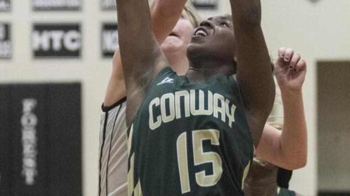 Conway’s Zakera Chadmon (15) puts up a shot against Carolina Forest earlier this season.