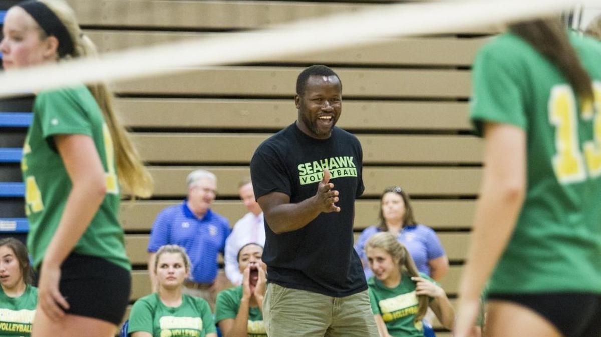 
Myrtle Beach coach Larry Church encourages his players during Tuesday’s match against North Myrtle Beach. 
