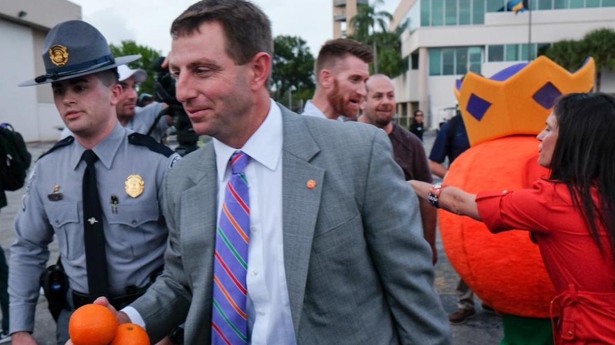 Clemson coach Dabo Swinney and his team arrived in Fort Lauderdale, Fla., on Saturday.