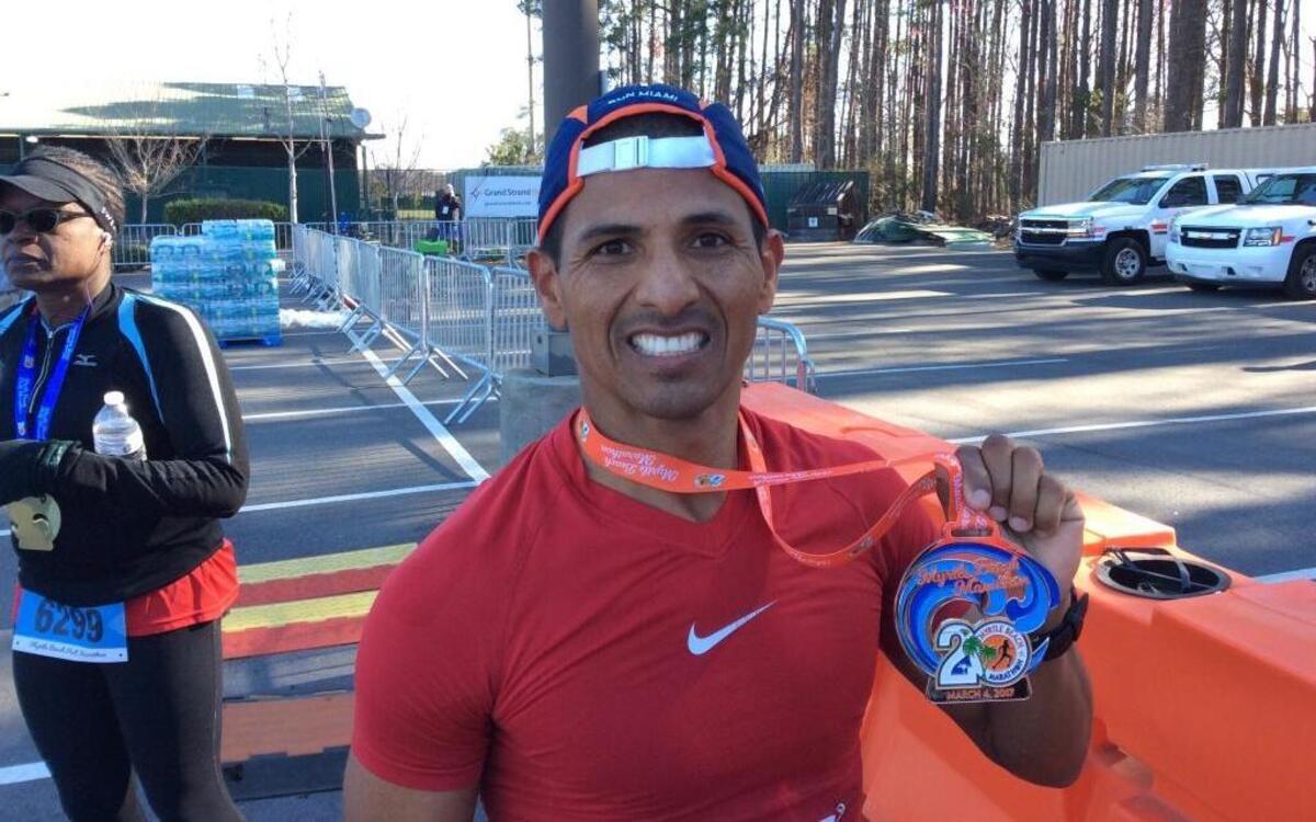 Pedro Meraz of Wesley Chapel, Fla., won the 20th Myrtle Beach Marathon on Saturday.