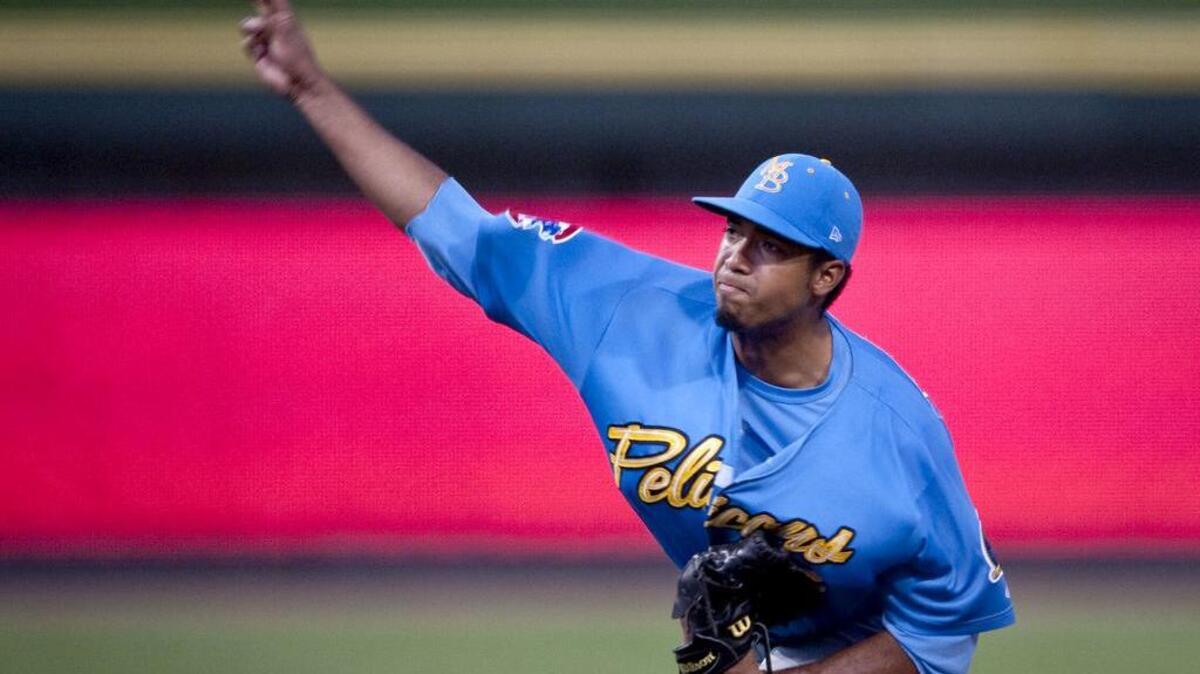 
Duane Underwood Jr. pitches for the Pelicans during a playoff game on Wednesday.
