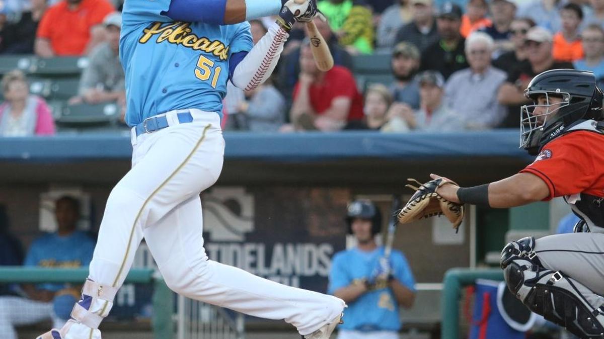 Myrtle Beach right fielder Eddy Martinez had three hits Thursday night, one of them a home run allowing the Pelicans to big up a much needed win.