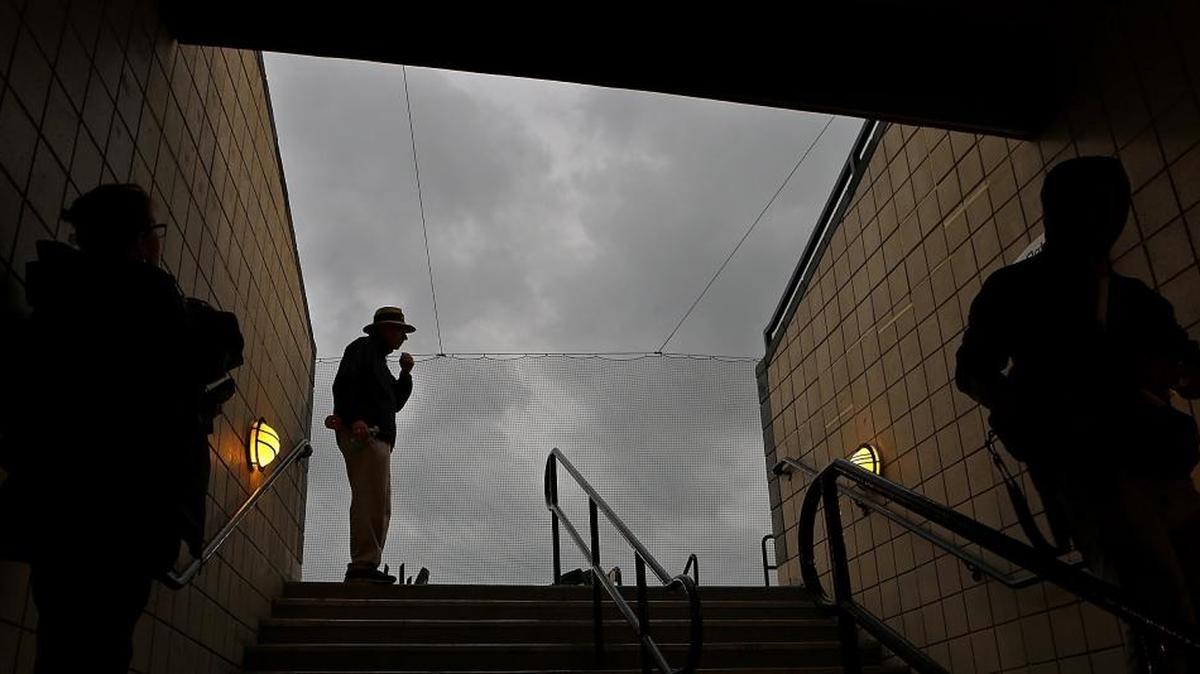 People leave the stadium before the Myrtle Beach Pelicans' exhibition game with New York Yankees affiliate Charleston RiverDogs on Wednesday, April 5, 2017. Despite a day of weather warnings and cancellations around the region, the game wasn't called off until two minutes before the first pitch as a tornado warning was issued for North Myrtle Beach at 5:56 p.m.