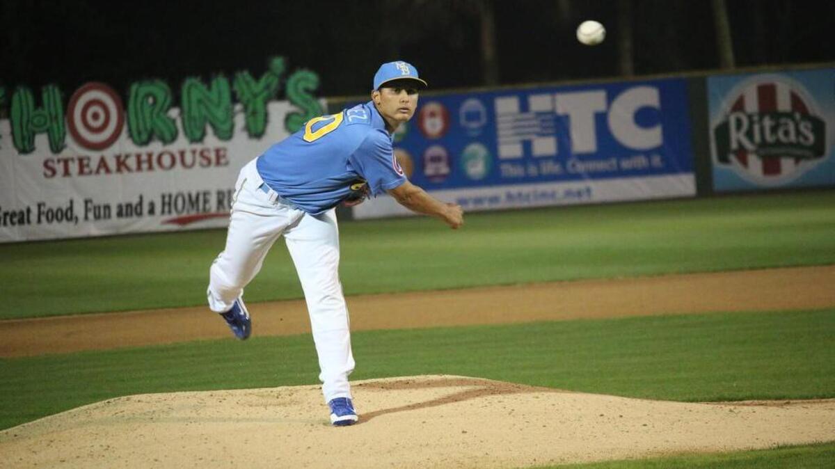 
Myrtle Beach’s Jonathan Martinez allowed just one hit and struck out two in six shutout innings for a no-decision during a 2-0 win over Salem on Aug. 11.
