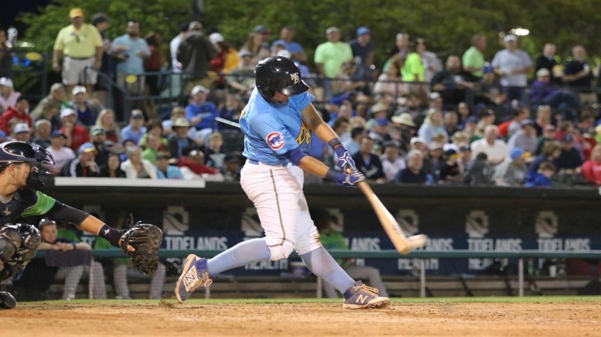 Myrtle Beach’s P.J. Higgins hit a solo home run Friday night.