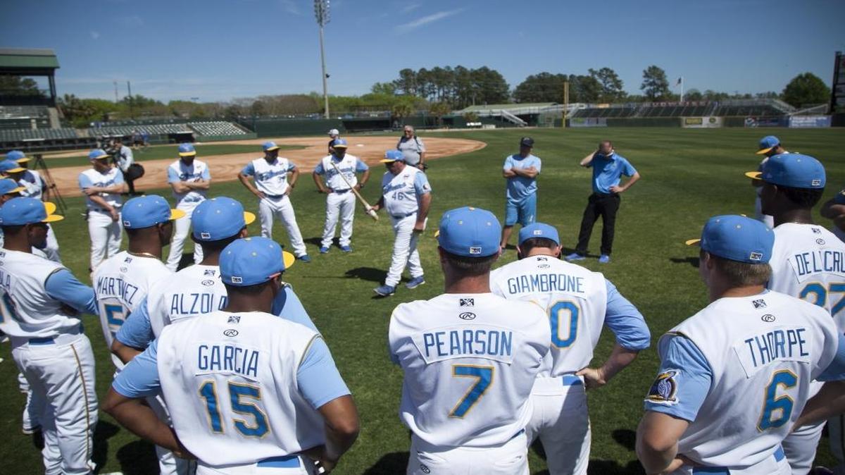 The Myrtle Beach Pelicans prepare for their season opener during Media Day at TicketReturn.com Field at Pelican's Ballpark on Tuesday.