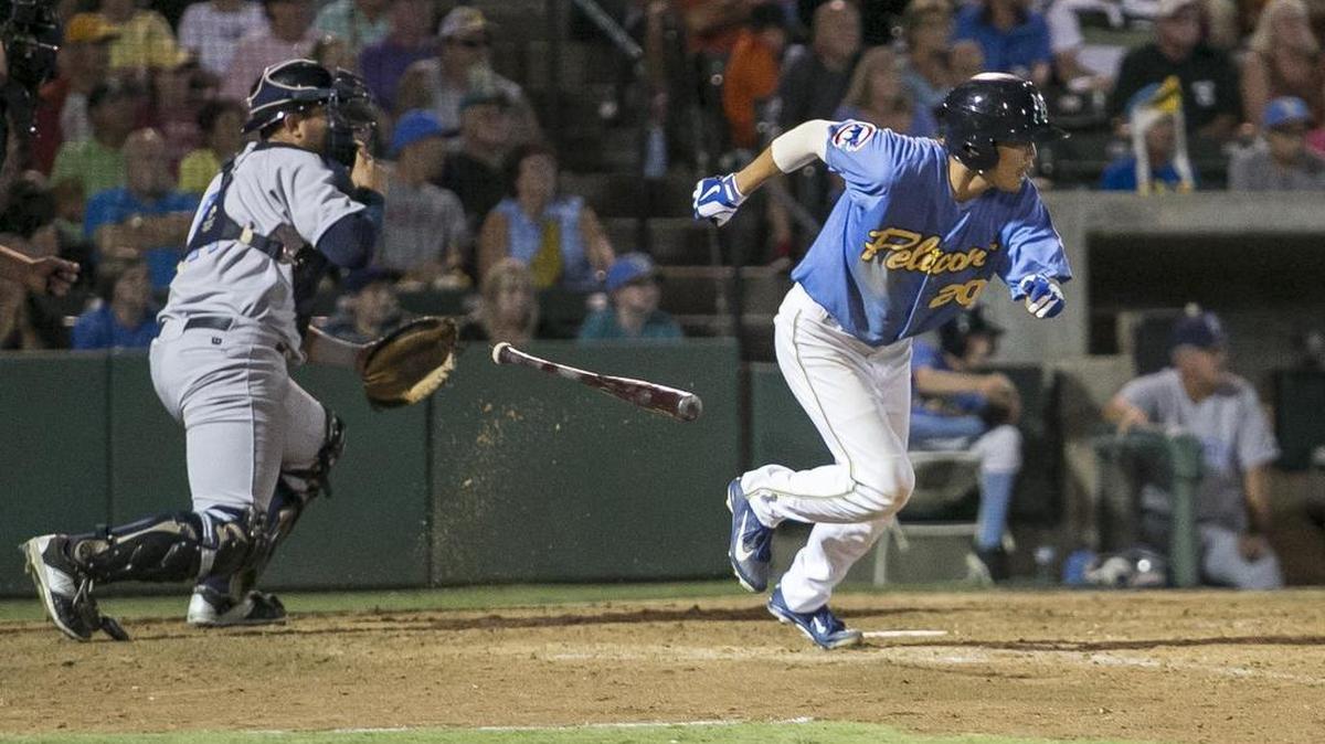 
The Myrtle Beach Pelicans are celebrating the win of the 2015 Carolina League Championship and Mills Cup. Pin-Chieh Chen hit an infield single in the 9th inning to secure the win over the Wilmington Blue Rocks.
