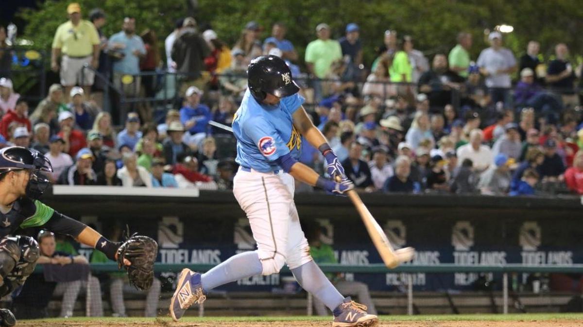 P.J. Higgins was 2-for-4 at the plate Wednesday for the Myrtle Beach Pelicans, but it was not enough in a loss to Buies Creek.
