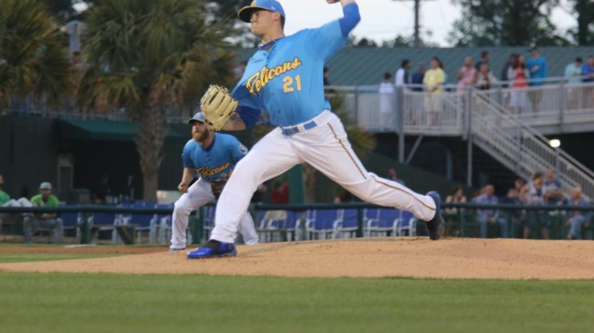 Myrtle Beach pitcher Justin Steele went seven innings for the Pelicans in the first game of Wednesday’s doubleheader with the Winston-Salem Dash.