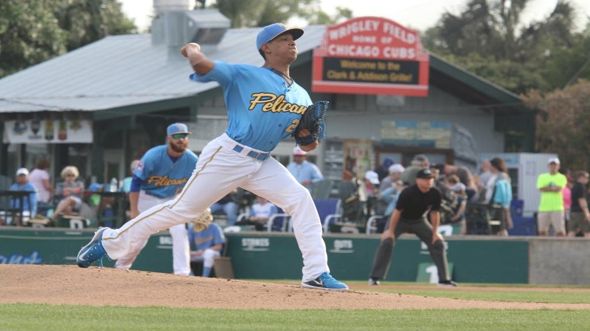 Myrtle Beach pitcher Adbert Alzolay posted a pair of solid performances last week, including this past Sunday in which he held Salem to a single hit in a winning effort.