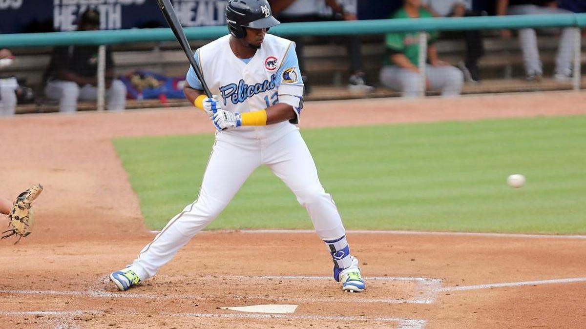 Eloy Jimenez of the Myrtle Beach Pelicans hit a home run Sunday.