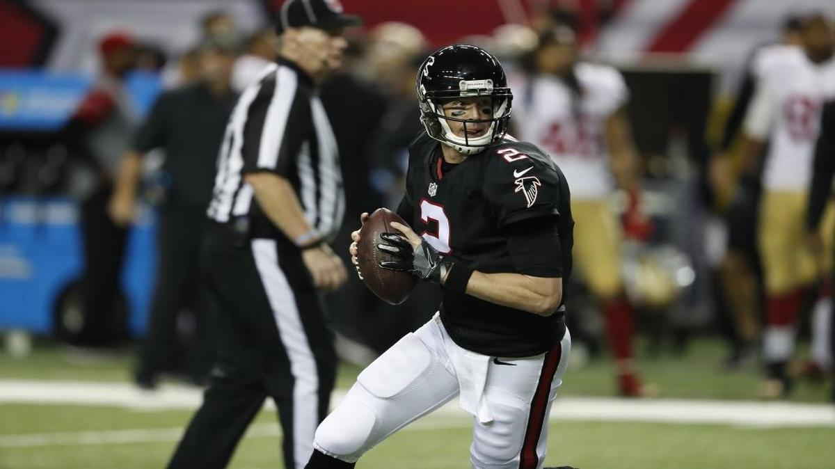 Atlanta Falcons quarterback Matt Ryan (2) runs out of the pocket against the San Francisco 49ers earlier this month.