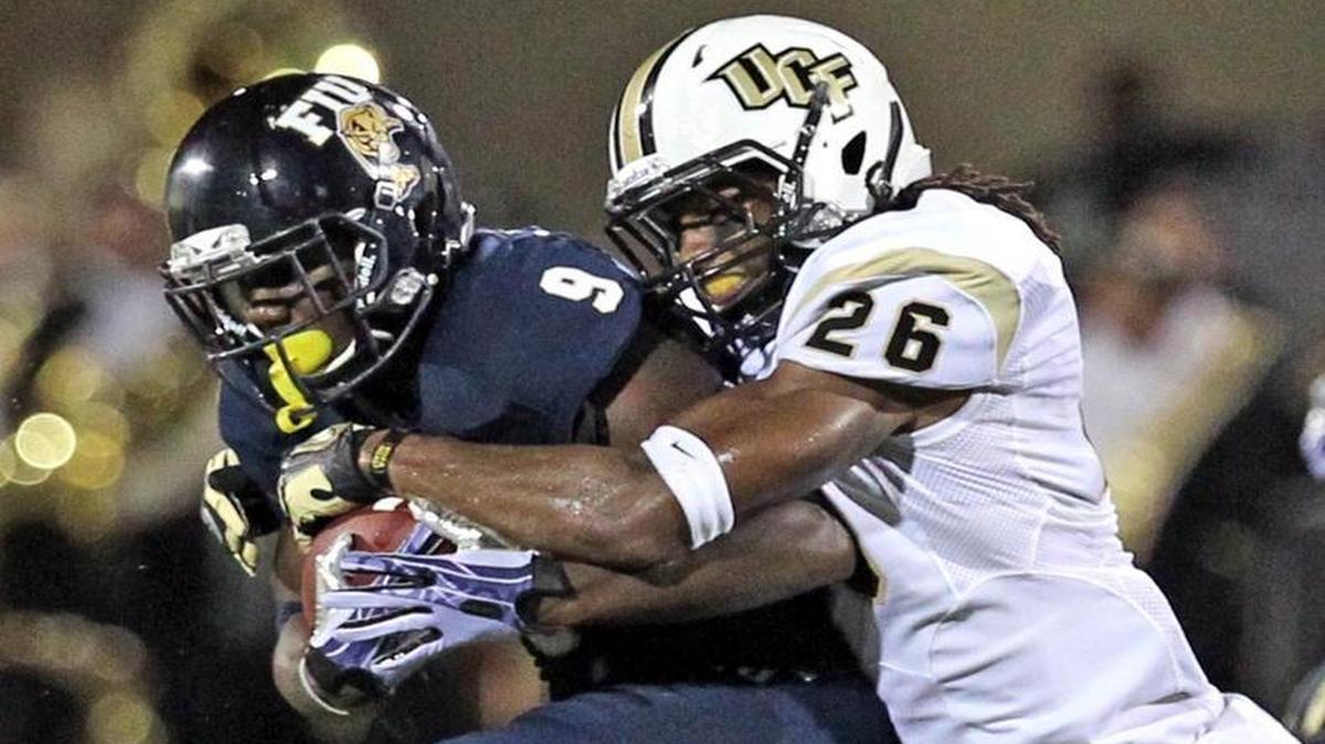 
Clayton Geathers (right) started 52 games for Central Florida while finishing as the program’s third-leading tackler all time with 383 total stops along with three interceptions, 30 pass break-ups, five forced fumbles and 19 tackles for loss.
