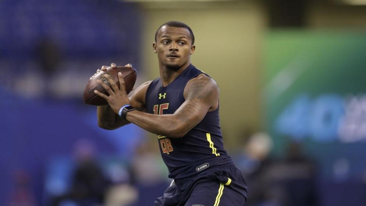 Clemson quarterback Deshaun Watson runs a drill at the NFL Scouting Combine last month.