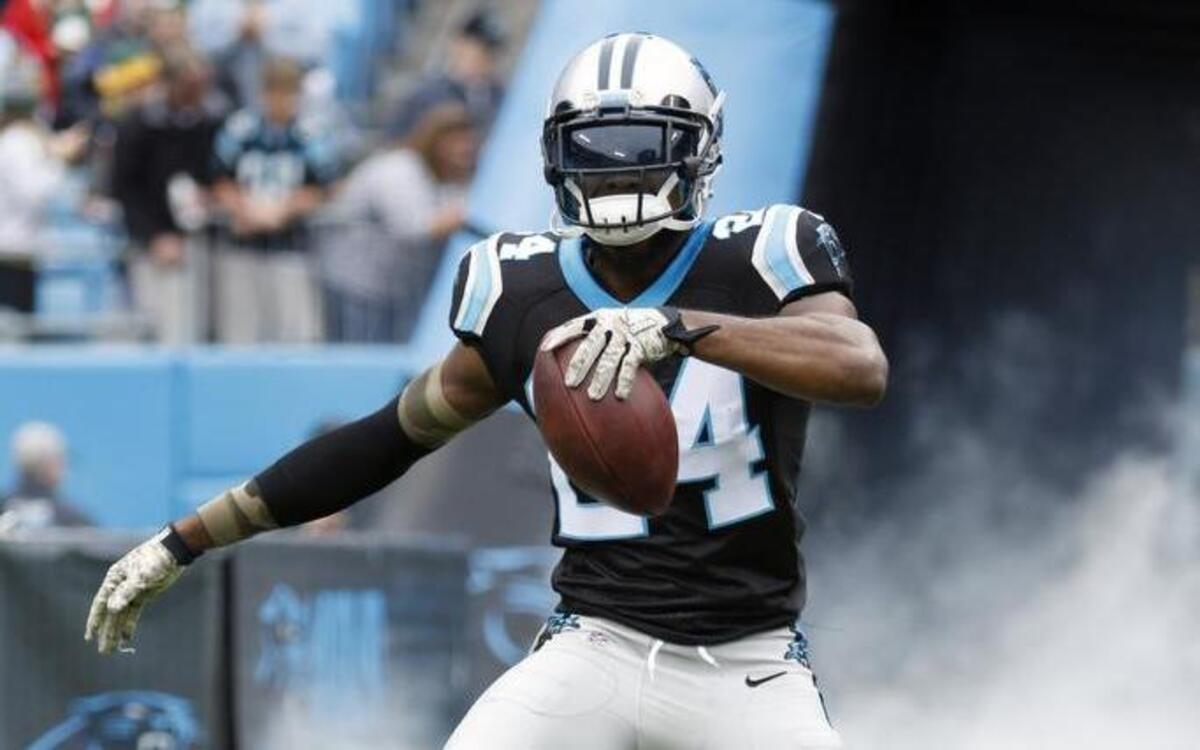 Carolina Panthers' Josh Norman (24) enters the field during team introductions before an NFL football game against the Green Bay Packers in Charlotte, N.C., Sunday, Nov. 8, 2015. The Panthers won 37-29. (AP Photo/Bob Leverone)