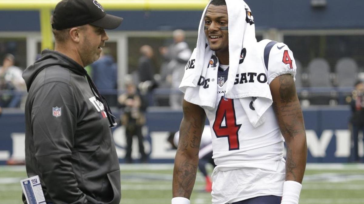 Despite playing in just seven games because of injury, Houston Texans rookie quarterback Deshaun Watson (right) opened some eyes in 2017.
