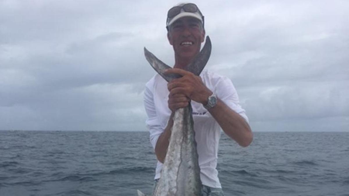 Marc Treurniet of Southport, N.C., holds the winning 49.75-pound king mackerel in the 2017 U.S. Open King Mackerel Tournament out of Southport Marina.