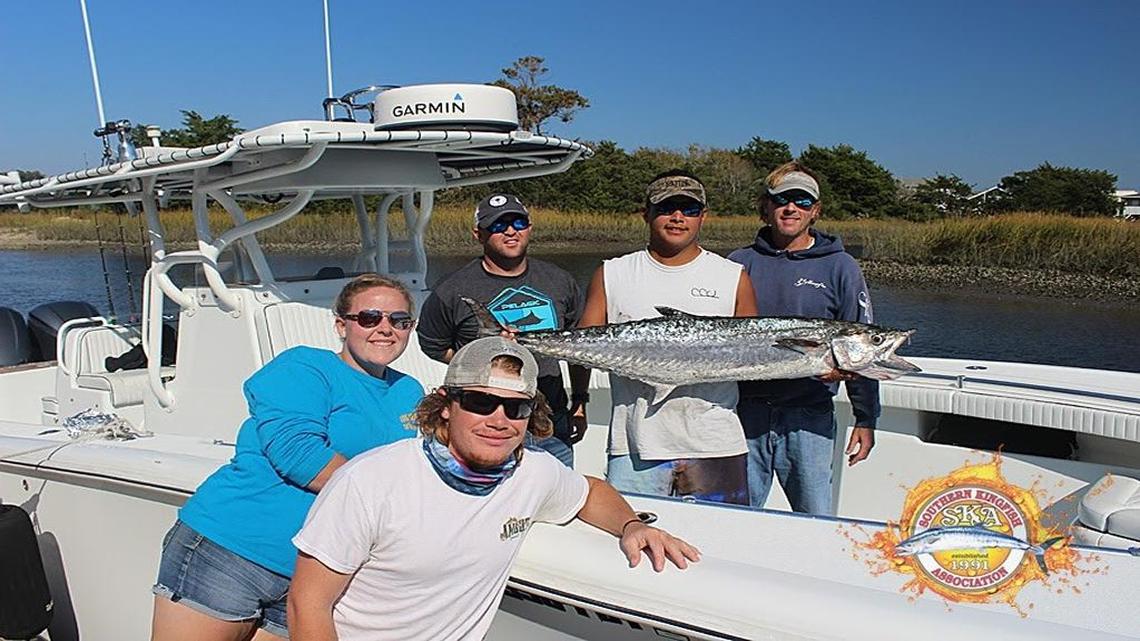 Members of Coastal Carolina University's Saltwater Anglers Club show off a king mackerel caught in 2016 during the Fall Brawl King Mackerel Tournament at Ocean Isle Fishing Center. The club is hosting a fund-raising seminar on Feb. 18 on the CCU campus.